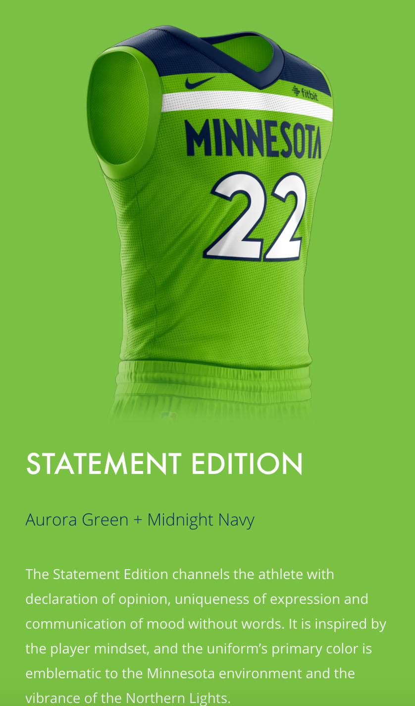 These Northern Lights Jerseys are fire. I'd buy one of these over the  current statement jetseys : r/timberwolves