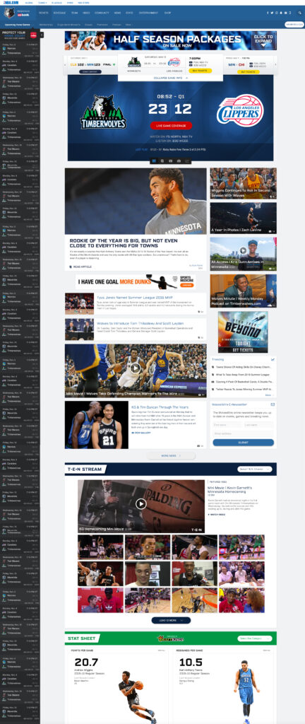 Timberwolves.com redesign (after)